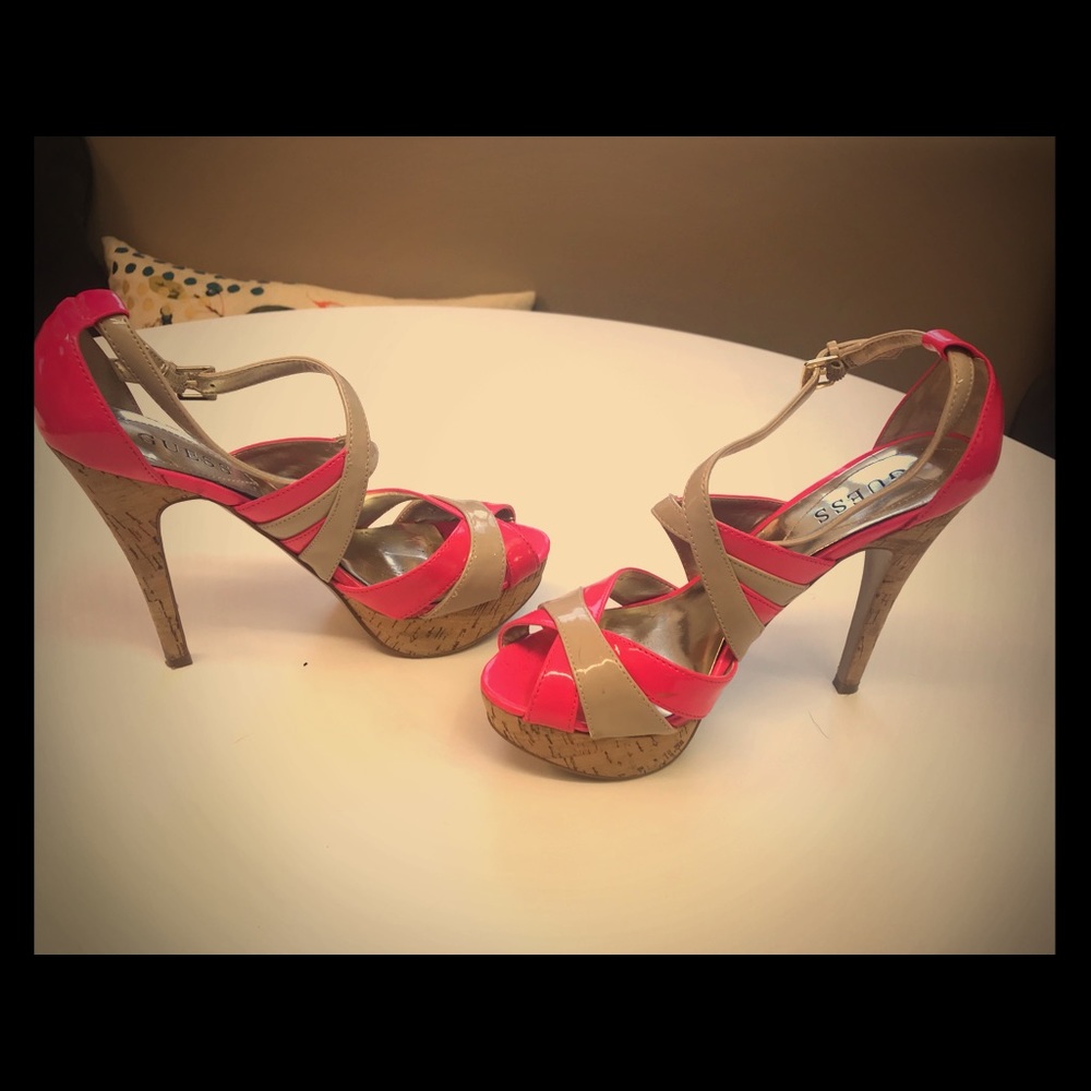 Guess pink and nude  heel